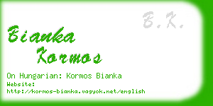 bianka kormos business card